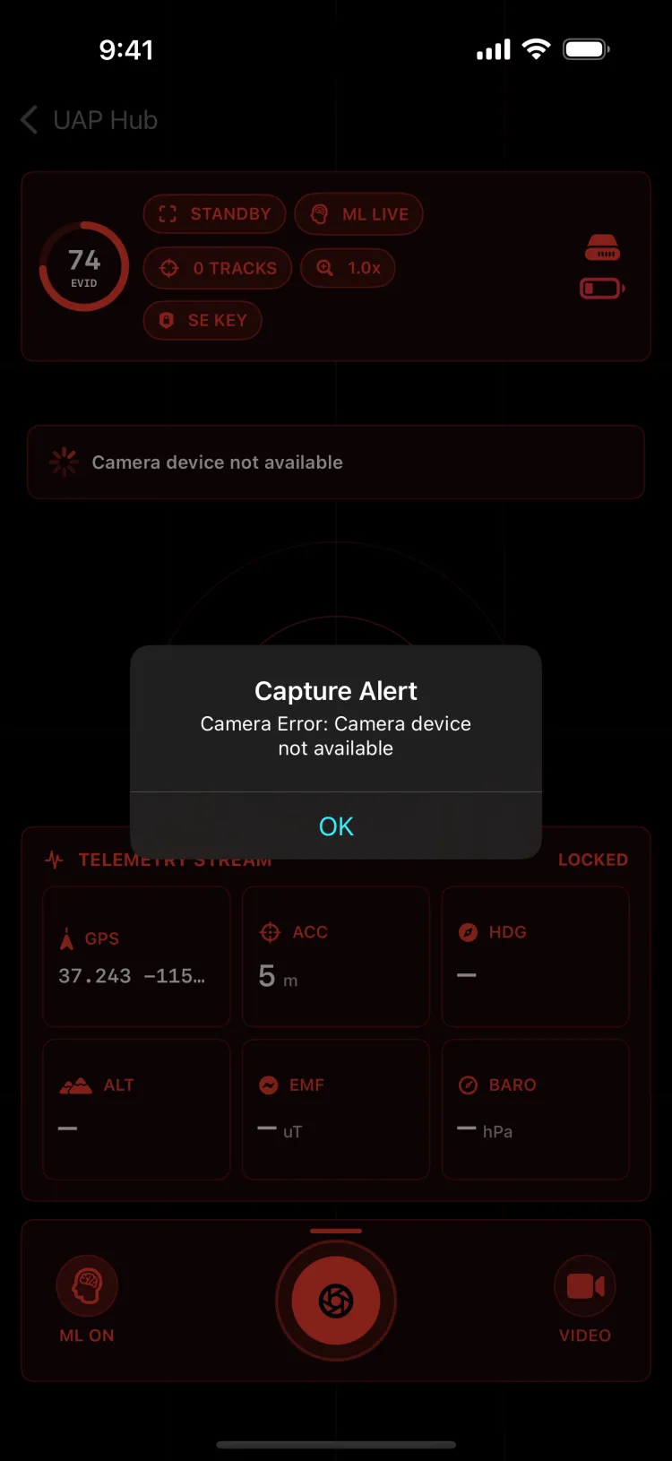 Capture HUD with live telemetry stream